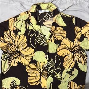 Manuhealii Brown and Yellow Casual Button Down Shirt